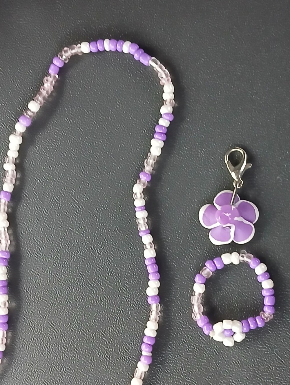 LAST CHANCE! Claire's 3 Piece Jewelry Set Necklace, Beaded Ring and Flower Charm